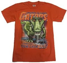 an orange t - shirt that says university of florida gators looks like you're alligator band?