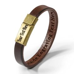 PRICES MAY VARY. 🌟 Our personalized bracelets feature a genuine leather wristband in a stylish dark brown color, adding a touch of sophistication to your accessory collection. 💫 The retro brass magnetic clasp not only adds a vintage charm but also ensures a secure fit, providing peace of mind that the bracelet will stay in place throughout the day. 🔍 With our professional laser engraving service, you have the option to personalize both the clasp and the leather itself, allowing you to create Leather Bracelet For Men, Family Bracelets, Colorful Ribbon, Brown Leather Bracelet, Leather Wristbands, Personalized Gifts For Dad, Black Gift Boxes, Dark Brown Color, Bracelet For Men