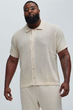 Available In Cream. Fold Down Collar Front Button Closure Short Sleeve 60% Polyester, 40% Acrylic Imported | Mens Perez Stripe KniT-Shirt in Cream size 2XL by Fashion Nova Cream Fashion, Knit Shirt, Striped Knit, Swim Shorts, Clothes For Sale, Everyday Essentials Products, Fashion Nova, Men's Fashion, Mens Shirts