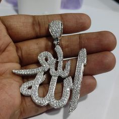 "3.00 Ct Round Diamond Custom Made Allah Arabic Islamic Pendant In 14k White Gold Finish / Gothic Pendant / Allah Pendant / Gift For Him THIS RING IS READY TO MADE A ORDER Features ✔ Metal : 925 Sterling Silver ✔ Main Stone : Diamond ✔ Main Stone Shape : Round ✔ Main Stone Color : White ✔ Stone Creation : Simulated ✔ Total Carat Weight : 3.00 Ct ✔ Ready to Ship in 3-5 Business Days ✔ Available Ring Size's : 5 6 7 8 9 10 11 12 & All Middle Ring Sizes Available Be sure to hit \"favorite\" on t Islamic Pendant, Islamic Necklace, Allah Necklace, Allah Pendant, Arabic Necklace, Ankh Necklace, Islamic Jewelry, Gothic Pendant, Celestial Necklace