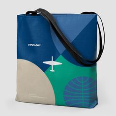 Travel-inspired tote bags, come in 3 sizes, and with the adjustable strap option. Ideal for travelers, frequent flyers and aviation enthusiasts. Material: Durable, yet lightweight, poly poplin fabric. Details: Hand sewn in America with double stitched to improve durability. Printed on both sides and a sturdy 1" wide cotton webbing strap for a comfortable carrying. The adjustable strap model comes with an inside zipper pocket. Made in U.S.A.Available Sizes: • 13" x 13" / 33 x 33 cm• 16" x 16" / 4 Blue Tote Travel Accessories For Everyday Use, Modern Blue Travel Bag For On-the-go, Blue Tote Luggage With Sleeve, Functional Blue Bag With Luggage Sleeve, Blue Business Bag With Luggage Sleeve, Commuting Tote Shoulder Bag With Luggage Sleeve, Modern Blue Travel Bag, Commuting Shoulder Bag With Luggage Sleeve, Blue Rectangular Bag For Commuting