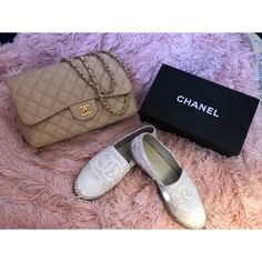 Gorgeous And Unique White Sequin Chanel Cc Logo Espadrilles Size 40, Fits Someone Who’s A 38.5 Nicely Lightly Used And Already Stretched Out So They’re Nice And Comfortable Comes With Original Box And Dust Bags * Chanel Jumbo Not Included* Chanel Jumbo, Chanel White, Cc Logo, Chanel Shoes, Espadrille Shoes, Chanel Classic, Original Box, Espadrilles, Sequin