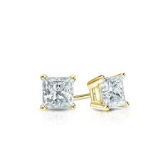 4-Prong Basket set diamond stud earrings make a stylish statement in beauty. These 18k yellow gold stud earrings sparkle with a total weight of 0.33 ct. of sparkling princess-cut natural diamonds and are available with push-back or screw back . Princess Cut Earrings, Princess Cut Stud Earrings, Black Diamond Pendant, Black Diamond Studs, Diamond Solitaire Earrings, Solitaire Diamond Pendant, Colored Diamond Rings, Rose Gold Earrings Studs, White Gold Studs