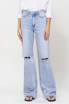 90'S VINTAGE SUPER HIGH RISE FLARE JEANS. NON STRETCH DENIM, SUPER HIGH RISE WAIST, 90'S VINTAGE STYLE, DISTRESSED DETAILS, FULL LENGTH, FLARE JEANS.100% Cotton Waist Hips Front Rise Inseam Length 5/26 30 inches 38 inches 11.5 inches 32 inches 43 inches 9/28 31 inches 39 inches 12 inches 33 inches 44 inches 11/29 32 inches 40 inches 12 inches 33 inches 45 inches 13/30 33 inches 41 inches 12 inches 33 inches 45 inches 15/31 34 inches 42 inches 12.5 inches 34 inches 45 inches We measure each item High Waist Distressed Flare Jeans In Washed Blue, High Waist Distressed Washed Blue Flare Jeans, High Rise Distressed Cotton Flare Jeans, Retro High Rise Flare Jeans With Frayed Hem, Vintage Washed Blue Bottoms For Fall, High-rise Distressed Cotton Flare Jeans, Vintage Flare Jeans With Frayed Hem For Spring, Spring Vintage Flare Jeans With Frayed Hem, High Rise Distressed Flare Jeans