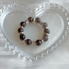 These beads are 14mm+ and the bracelet length is about 16.2cm. should fit writs below 15.5cm. Smoky Quartz Crystal, Quartz Bracelet, Crystal Bracelet, Smoky Quartz, Crystal Bracelets, Dublin, Quartz Crystal, Beaded Bracelets, Bracelet