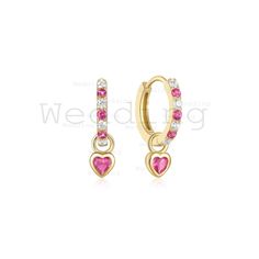 14K Solid Yellow Gold Studded With Natural Ruby/ Genuine Diamond Hoops Charm Earring Pink Pave Heart Huggie Hoops Earring Heart Charm Attractive & Beautiful Gold Handmade Jewelry Earrings Gift ≫ Features * Gemstone : Natural Ruby * Diamond Cut: Brilliant Cut (Excellent) * Real Earth Mines Diamond * Diamond Color: G-H * Diamond Clarity: SI * Earring Outers Size : 6 mm, 8 mm, 10 mm, 12 mm * 14K Solid White Gold, ( Available in 14K & 18K Yellow, Rose, and White Gold ) * Option available in 18K Gold Valentine's Day Heart-shaped Fine Hoop Earrings, Valentine's Day Heart Shaped Fine Hoop Earrings, Heart-shaped White Gold Hoop Earrings For Valentine's Day, White Gold Heart-shaped Hoop Earrings For Valentine's Day, White Gold Heart Hoop Earrings For Valentine's Day, Single White Gold Earring For Valentine's Day, Valentine's Day Heart Shaped White Gold Hoop Earrings, Valentine's Day White Gold Single Earring, Yellow Gold Hoop Earrings For Wedding On Valentine's Day