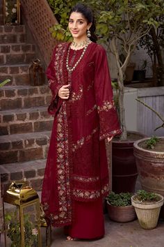 Semi-stitched Lawn Suit With Intricate Embroidery For Eid, Eid Cambric Sets With Intricate Embroidery, Intricate Embroidery Jamawar Anarkali Set For Eid, Eid Anarkali Set With Intricate Embroidery In Jamawar, Bollywood Style Sets With Intricate Embroidery On Cambric, Bollywood Style Cambric Sets With Intricate Embroidery, Bollywood Style Sets With Intricate Embroidery In Cambric, Anarkali Embroidered Dress With Semi-stitched Fit, Elegant Chanderi Dresses For Traditional Ceremonies