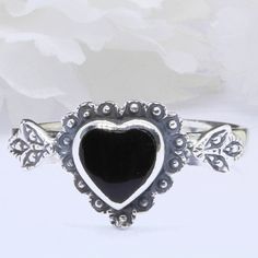 Item Specifications: Face Height: 10 mm Stone: Black Agate Metal Material: Sterling Silver Gemstone: Simulated Black Agate Gemstone Creation Method: Simulated Custom orders welcome! Black Heart-shaped Ring For Wedding, Black Heart-shaped Wedding Ring, Black Sterling Silver Heart Ring Gift, Gift Black Sterling Silver Heart Ring, Heart Shape Ring, Wolf Ring, Heart Band, Silver Gift Wrap, Heart Shaped Rings