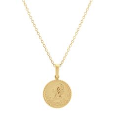 This dainty and elegant coin pendant is crafted from quality 14 karat yellow gold and is a lovely addition to any attire. The pendant measures 3/4 of an inch  hangs from a matching cable chain and is secured by a lobster clasp. Dishwasher Soap, Platinum Jewelry, Make Your Own Jewelry, Filigree Design, Sapphire Jewelry, Coin Pendant, Stylish Jewelry, Cleaning Jewelry, Cable Chain