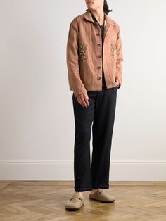 EXCLUSIVE AT MR PORTER. The intricate floral embroidery of Kartik Research's 'Kantha' overshirt is sewn by hand in the label's native India. It's cut for a relaxed fit from cotton detailed with touches of beading and faux pearls. Wear yours with denim or linen trousers. Responsible Craftsmanship. This product promotes artisanal skill and brands that invest in communities and adhere to fair-trade principles. Find out more about our Consciously Crafted criteria here. Loungewear Shorts, Linen Trousers, Fine Jewelry Designers, Short Suit, Lightweight Jacket, Mr Porter, Floral Embroidery, Fair Trade, Hand Sewing