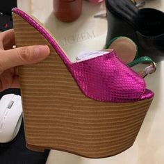 Women Pumps Platform Wedges Peep Toe 20CM Mules High Heels Sandals Shoes Woman | eBay Mule High Heels, 1950s Shoes, Wooden Platform Sandals, High Heels Sandals, Super High Heels, Shoes Heels Wedges, Wedge Heel Sandals, Heels Sandals, Shoes Woman