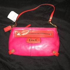 Brand New Vintage Coach Fuchsia And Orange Purse Great For You Or Your Mini Me Pink Coach Pouch Bag, Coach Pink Pouch Shoulder Bag, Pink Coach Bag With Zipper Closure, Orange Purse, Bags Coach, Vintage Coach, Mini Me, Orange Pink, New Vintage