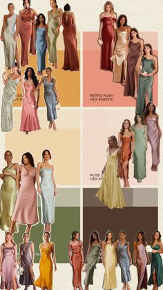 the different types of women in dresses are shown