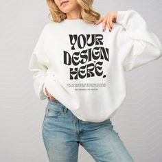 White Cotton Sweatshirt With Custom Print, White Drop Shoulder Cotton Sweater, White Cotton Drop Shoulder Sweater, White Crew Neck Hoodie With Custom Print, White Crew Neck Hoodie With Branding, White Custom Print Sweatshirt For Streetwear, Oversized White Sweatshirt With Custom Print, Casual Sweater With Custom Print In Relaxed Fit, Casual Sweater With Custom Print And Relaxed Fit