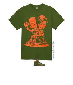 ---Brand new 100% cotton  6.oz  Olive Green tshirt featuring a screen printed image using Orange aplastisol ink. A Great shirt to complete your outfit for the air jordan 5 olive sneakers. Whether you're looking for a shirt to match your  jordan 5 olive sneakers or simply a piece to compliment your outfit, this tshirt will become your favorite tshirt. Consisting of  an Orange screen printed image this is a  must have and a A great matching tee to go nicely with your shoes.  BODY LENGTH SMALL 26.5 Urban Green T-shirt For Sports, Urban Green Sports T-shirt, Green Hip Hop Streetwear Tops, Urban Style Green T-shirt For Sports, Green Logo Print T-shirt For Streetwear, Green T-shirt With Logo Print For Streetwear, Urban Green T-shirt For Streetwear, Green Casual T-shirt For Fan Merchandise, Casual Green T-shirt For Fan Merchandise