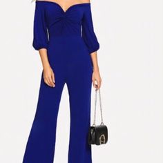 95% Polyester, 5% Spandex Fabric Is Very Stretchy. This Jumpsuit Fits Like A Standard Size Medium. It Gives A Huge The Curves Fit For A Size Medium. If You Want A Loose Fit I Recommend You Being A Size Small. Blue Elastane Jumpsuits And Rompers, Casual Blue Jumpsuits And Rompers For Evening, Blue Casual Evening Jumpsuits And Rompers, Elegant Blue Stretch Jumpsuits And Rompers, Black Sequin Pants, Striped Lounge Pants, Red Wide Leg Pants, Jumpsuit Fitted, Hippie Pants