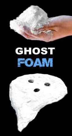 the ghost foam is being held by someone's hand