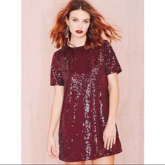 New With Tag! Zip Back Closure Red Burgundy/Wine Color Fancy Friday, Trendy Party Dresses, Red Sequin Dress, Shift Dresses, Latest Street Fashion, Red Sequin, Vestido Casual, A Dress, Look Cool