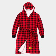 This is the coziest robe you've ever worn. Made with the same velvety-soft fabric as our best-selling Original Stretch™ blanket and lined with our proprietary silky-soft sherpa, this robe redefines relaxing. Complete with a hood, built-in eye mask, large front pockets, secure waist tie, and extra-long unisex, up to XXL fit. Blanket Fort, Cooling Blanket, Extra Long, Waist Tie, Cuff Sleeves, Red Plaid, Zipper Pouch, Eye Mask, Soft Fabrics