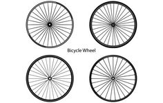 four different types of bicycle wheels with spokes