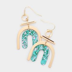 Earring Details: Size : 1.1" X 2" Fish Hook Back Paint Splash, Crown Jewels, Brass Metal, Fish Hook, Turquoise Necklace, Free Gifts, Arch, Dangle Earrings, Bangles