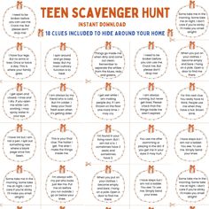 the ten scavenger hunt is shown with instructions for how to use it and what to