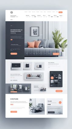 an image of a website design for interior decor and furniture store, with orange accents