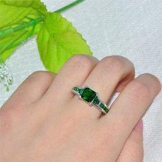 Simulated Emerald White Gold Filled Ring - AtPerry's Healing Crystals Mens Emerald Rings, Silver Emerald Ring, Domestic Bliss, Two Ladies, Green Rings, Ancient World, Gold Filled Ring, The Goddess, Unconditional Love