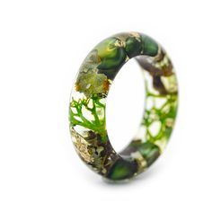 "Introducing the \"Forest ring\". Material: Eco resin ring, Malachit. lichen, gray forest moss, green moss .Gold24K This beautiful creation is made four kinds of moss, gently collected and put together in one unique ring. The whole natural components make VyTvir jewellery close to the Mother Nature same as close as to our customers' hearts.  Custom orders are welcome. Every item comes in a beautiful, individual original box ready for gift giving. Natural VyTvir rings are made with great love for Nature-inspired Rings With Natural Inclusions For Promise, Nature-inspired Promise Rings With Natural Inclusions, Nature-inspired Ring With Natural Inclusions, Terrarium Ring, Moss Ring, Moss And Lichen, Gray Forest, Forest Ring, Forest Moss