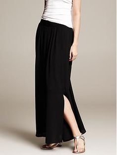 Riviera Patio Skirt - Skirts. Black maxi skirt = wardrobe staple for multiple seasons Work Suits, Midi Skirts, Gathered Skirt, Maxi Skirts, Modern Outfits, Women Skirts Midi, Shoe Style, Dream Wardrobe, Work Outfit