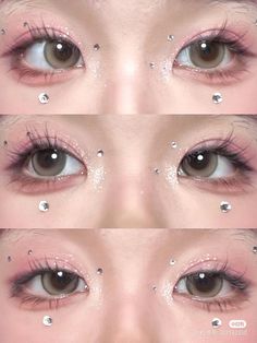 Doe Eye Makeup, Rhinestone Makeup, Pool Photography, Shadow Makeup, Face Art Makeup, Beauty Makeup Tutorial, Event Makeup