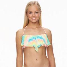 New Breaking Waves Womens Bikini Swim Top Neon Mesh Flounce Bandeau Sizes M L. Measurements: (In Inches) Medium - Underarm To Underarm: 13" Large - Underarm To Underarm: 14.5" Includes Removable Padding And Halter Strap. Summer Bandeau Tankini In Pink, Pink Bandeau Tankini For Poolside, Pink Bandeau Tankini For Swimming, Pink Bandeau Top For The Beach, Pink Sleeveless Tankini For Sunbathing, Sleeveless Pink Tankini For Sunbathing, Pink Bandeau Tankini For Beach Party, Pink Beachwear Top For Pool, Pink Tops For Pool And Beach Season