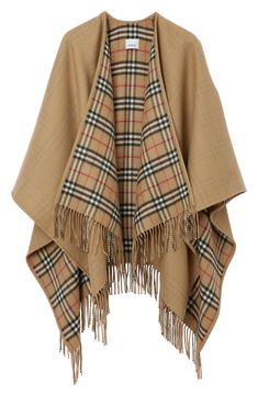 Burberry Cape, Cape For Women, Burberry Shorts, Burberry Vintage, Beige Shorts, Wool Cape, Wool Flannel, Designer Drapes, Poncho Cape