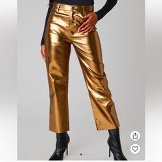 Brand New With Tags Travolta Metallic High Rise Ankle Pants! Super Cute Just Ordered A Size Too Big And Now Sold Out Online! Glamorous High-waist Gold Bottoms, Glamorous High Waist Gold Bottoms, Glamorous Gold High-waisted Bottoms, Glamorous Gold Bottoms For Fall, Trendy Gold Bottoms For Parties, Gold High Waist Pants For Night Out, Metallic Pants For Workwear In Fall, Metallic Pants For Fall Workwear, Glamorous Fitted Gold Pants