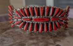 Native American Sterling Petit Point Red Spiny Oyster Shell Cuff Bracelet Jewelr | eBay Traditional Red Cuff Bracelet As Gift, Artisan Red Jewelry For Collectors, Artisan Red Collectible Jewelry, Formal Red Handmade Cuff Bracelet, Formal Handmade Red Cuff Bracelet, Handmade Red Cuff Bracelet For Formal Occasions, Handmade Red Cuff Jewelry, Luxury Red Cuff Bracelet As Gift, Luxury Red Cuff Bracelet For Gift