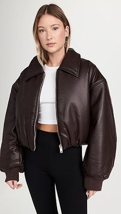 Pixie Market Leather Bomber Jacket | Shopbop Pixie Market, New Arrivals, Bomber Jacket, Marketing, Free Shipping, Leather