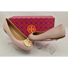 Benton Seas Shell Pink Nappa Leather Gold Tone Reva Logo Ballet Flats By Tory Burch 100% Authentic,Guaranteed! Original Price $275 A Favorite Everyday, Every-Way Shoe -- Ballet Flat -- Is Back And Going Back To Basics Never Felt So Fresh Color: Sea Shell Pink (Print On The Box) Size: Us 10 Nappa Leather Upper Tory Burch Gold Tone Metal "Reva" Adornment At Toe Leather "Tory Burch Reva" Stamped Insole "Tory Burch Reva" Stamped Rubber Leather Sole Rounded Toe Note !! These Shoes Came From A Tb Stor Luxury Pink Leather Flats, Feminine Pink Slip-on Flats, Pink Leather Flats For Spring, Designer Flats For Spring, Pink Leather Closed Toe Flats, Pink Leather Almond Toe Flats, Pink Closed Toe Flats, Chic Pink Round Toe Flats, Chic Pink Slip-on Flats