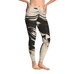 Japanese Abstract Paint Trail Stretchy Leggings Japanese Abstract, Happy Black Friday, Ankle Length Leggings, Abstract Paint, Legging Fits, Stretchy Leggings, Yoga Session, Black Friday Shopping, Grocery Shop