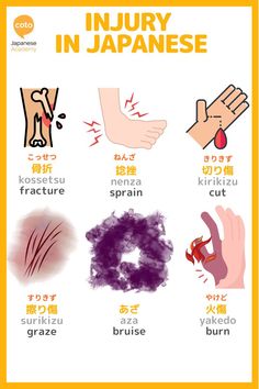 an info poster showing the different types of injuries and how to use them in japanese