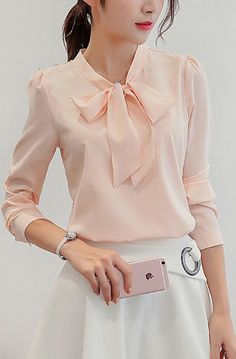 Gender:Women Collar:Stand Sleeve Length(cm):Full Material:Polyester,Spandex Sleeve Style:Puff Sleeve Clothing Length:Regular Style:Formal Decoration:Bow Pattern Type:Solid Fabric Type:Chiffon Model Number:PLY411 The fabric name:Chiffon Colour:White, pink Type:Shirt Chiffon Office Tops For Spring, Chiffon Tops For Spring In Office Lady Style, Chiffon Office Lady Top For Spring, Spring Office Lady Solid Blouse, Spring Chiffon Top For Office Wear, Spring Chiffon Blouse With Stretch, Summer Office Lady Blouse In Solid Color, Trendy Chiffon Blouse, Spring Office Wear Solid Color Blouse