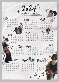 a calendar with pictures of people on it