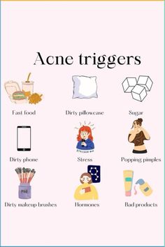 Discover the common acne triggers that might be sabotaging your journey to healthier skin. From diet to stress, learn what to avoid to keep your complexion clear and glowing. Say goodbye to breakouts and hello to radiant, healthy skin! #HealthierSkin #AcneTips #ClearSkin #SkinCare #HealthyLiving #GlowUp #BeautyTips #SkinHealth Beauty Infographic Design, How To Keep Clear Skin, Acne Triggers, Tips For Clear Skin, Acne Makeup, Skincare For Oily Skin, Skin Advice, Good Skin Tips, Basic Skin Care Routine