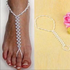 Brand New In Package! White Bead And Faux Pearl Anklet With Attached Toe Ring. Tags: Foot Jewelry Sandals Accessories Accessory Feet Fashion Fashionable Trendy Outfit Beach Sand Tropical Feminine Beaded Foot Jewelry, Pearl Barefoot Sandals, Bridal Foot Jewelry, Silver Chain Anklet, Star Anklet, Beach Foot Jewelry, Foot Chain, Beaded Ankle Bracelets, Paired Jewelry