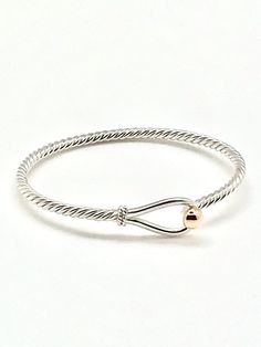 Free shipping in a box w free polish cloth. Solid sterling silver w rhodium gold ball that hooks. (available in all silver too) Ships out next business day. One of our more popular bracelets. Michaels located in Provincetown for over 15 years. Free size exchange if returned unworn. SIZE HINT: 6.5 for petite adult wrist, 7 is average size and so on. Handmade on Cape Cod. Cape Cod Bracelet, Cape Cod Jewelry, Popular Bracelets, Bf Gifts, Box Top, Top Seller, Cape Cod, Free Size, Nautical