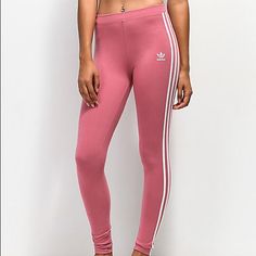 No I Will Not Go Any Lower In Price Than This! Adidas Leggings, Adidas Trefoil, Adidas Pants, Pink Leggings, Moda Fitness, Vertical Stripes, White Adidas, Logo Embroidery, Embroidery Logo