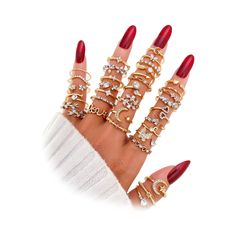 PRICES MAY VARY. 💞RINGS FOR TEEN GIRLS: Gold stackable rings for Teen Girls, Moon and star ring contains various fashion elements such as pearls, flowers, leaves rings, stars, moon rings, hearts and twists, great costume accessories, match with suitable apparel for different occasion 💞MOON RING FOR WOMEN: Women's stacking rings use high-quality alloy with environment-friendly gold plated, boho vintage style, safe and comfortable to wear, most stylish and trendy vintage rings jewelry. 💞TEEN GI Trendy Alloy Promise Ring, Gold Alloy Midi Rings, Gold Alloy Midi Rings As Gifts, Gift Gold Alloy Midi Rings, Rings Moon, Moon Rings, Rings Pack, Star Rings, Rings Set For Women