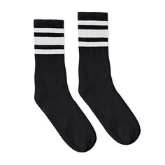 SOCCO I Black Socks with White Stripes I Made in USA Color Crew, Modern Tech, Thick Socks, Black Socks, Striped Socks, Athletic Socks, Tube Socks, Designer Socks, Fashion Socks