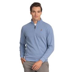 Meet your holiday layering staple with the U.S. Polo Assn. Men's Quarter Zip Flatback. With a look that is appropriate for any occasion, from work, to play, to dinner, this classic piece will be your go to on every chilly day Size: 2XL.  Color: Blue.  Gender: male.  Age Group: adult. Mens Quarter Zip, U.s. Polo Assn., Pullover Sweater Men, Pique Polo Shirt, Business Casual Men, Pullover Men, Blue Gender, Heather Black, Quarter Zip