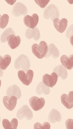 pink and white hearts are scattered in the air on a pale background with red spots