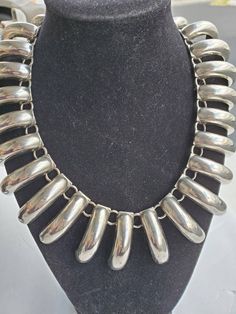 This is a vintage unsigned silver plated NECKLACE condition is VERY good vintage condition Will combine shipping Retro Silver Metal Necklaces, Vintage Nickel-free Choker Necklace, Vintage Nickel Free Choker Necklace, Nickel-free Vintage Choker Necklace, Retro Silver Metal Necklace, Retro Silver Metal Jewelry, Silver Metal Drop Necklace For Formal Occasions, Silver Metal Necklace For Formal Occasions, Unique Silver Choker Necklace